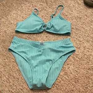 SHEIN Aqua Ribbed Bikini Set